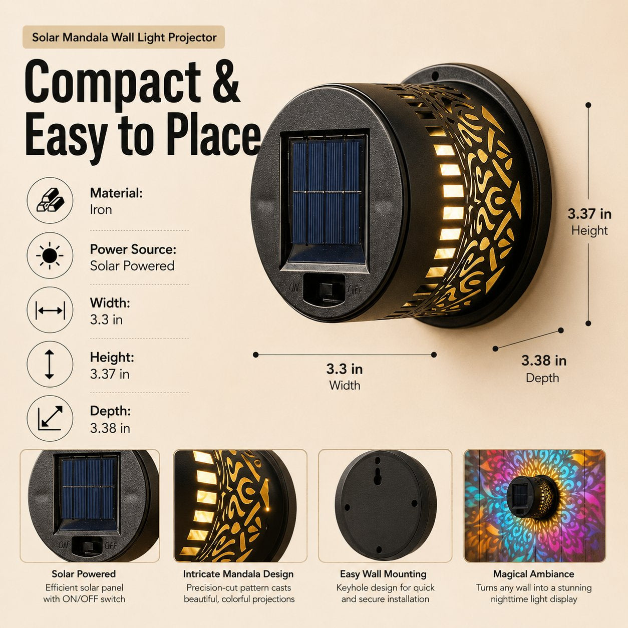 ๐ 50% OFF NOW! ๐ Solar Mandala Light โ Stunning Pattern Projection, 2-in-1 Floor & Wall Design & IP65 Waterproof Auto On/Off ๐ฟ