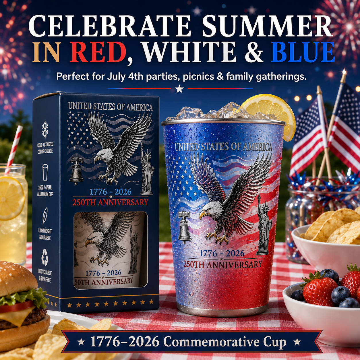 1776โ2026 | 250th Anniversary Color-Changing Cup