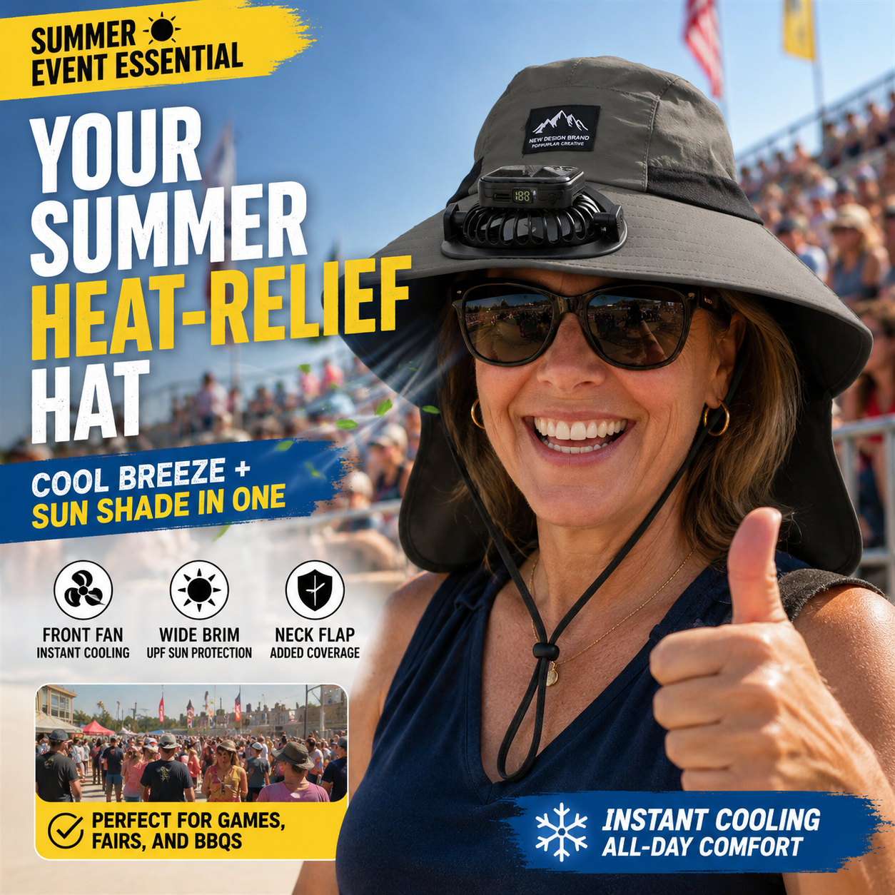 Solar Fan Sun Hat β Hands-Free Cooling for Hot Outdoor Days βπ¬