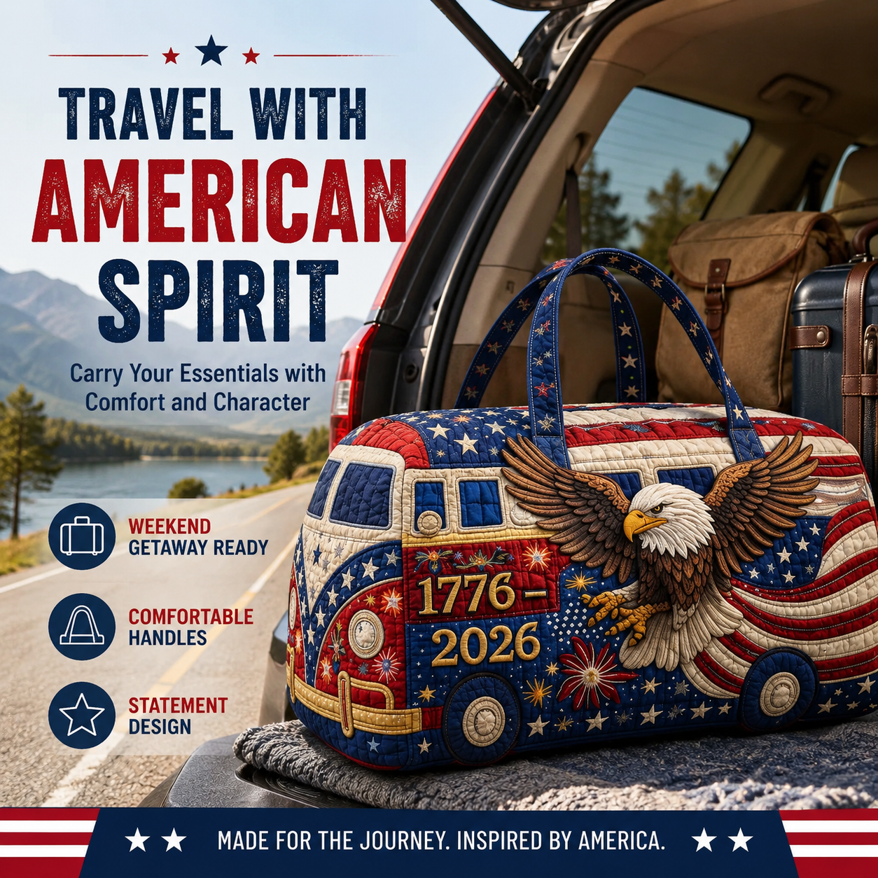 🔥LAST DAY 50% OFF - 🇺🇸✨🇺🇸 American 250th Anniversary Quilted Travel Duffle Bag