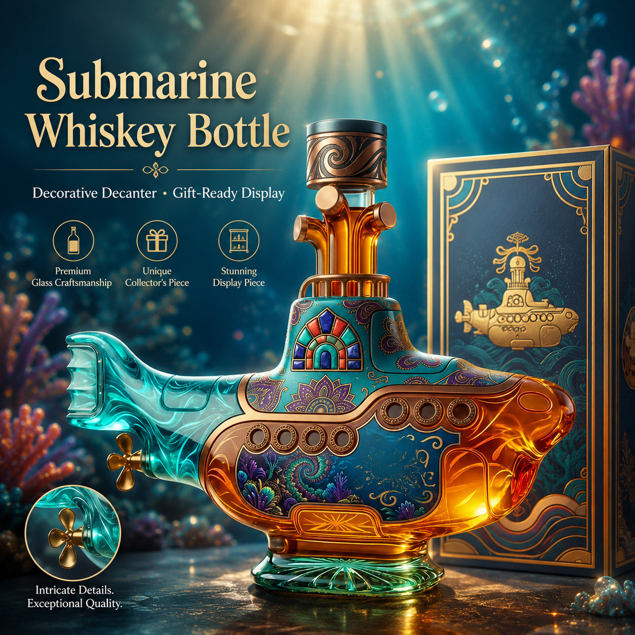 Psychedelic Submarine Whiskey Bottle