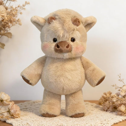 Cute Running Scottish Highland Cow Stuffed Animal