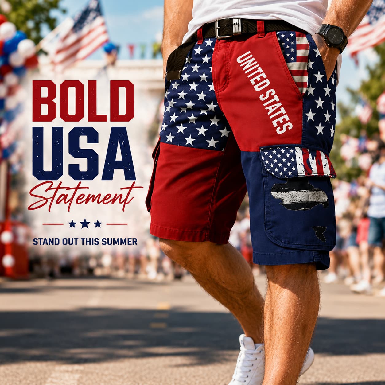 USA 250th Anniversary Vintage Cargo Shorts for Men