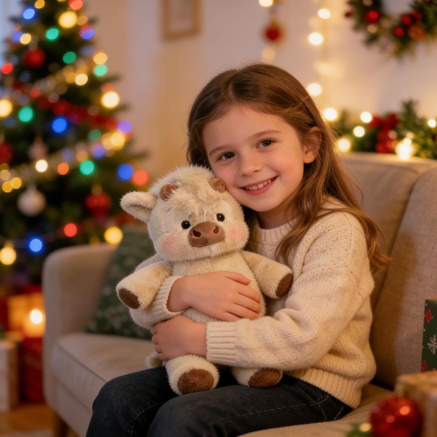 Cute Running Scottish Highland Cow Stuffed Animal