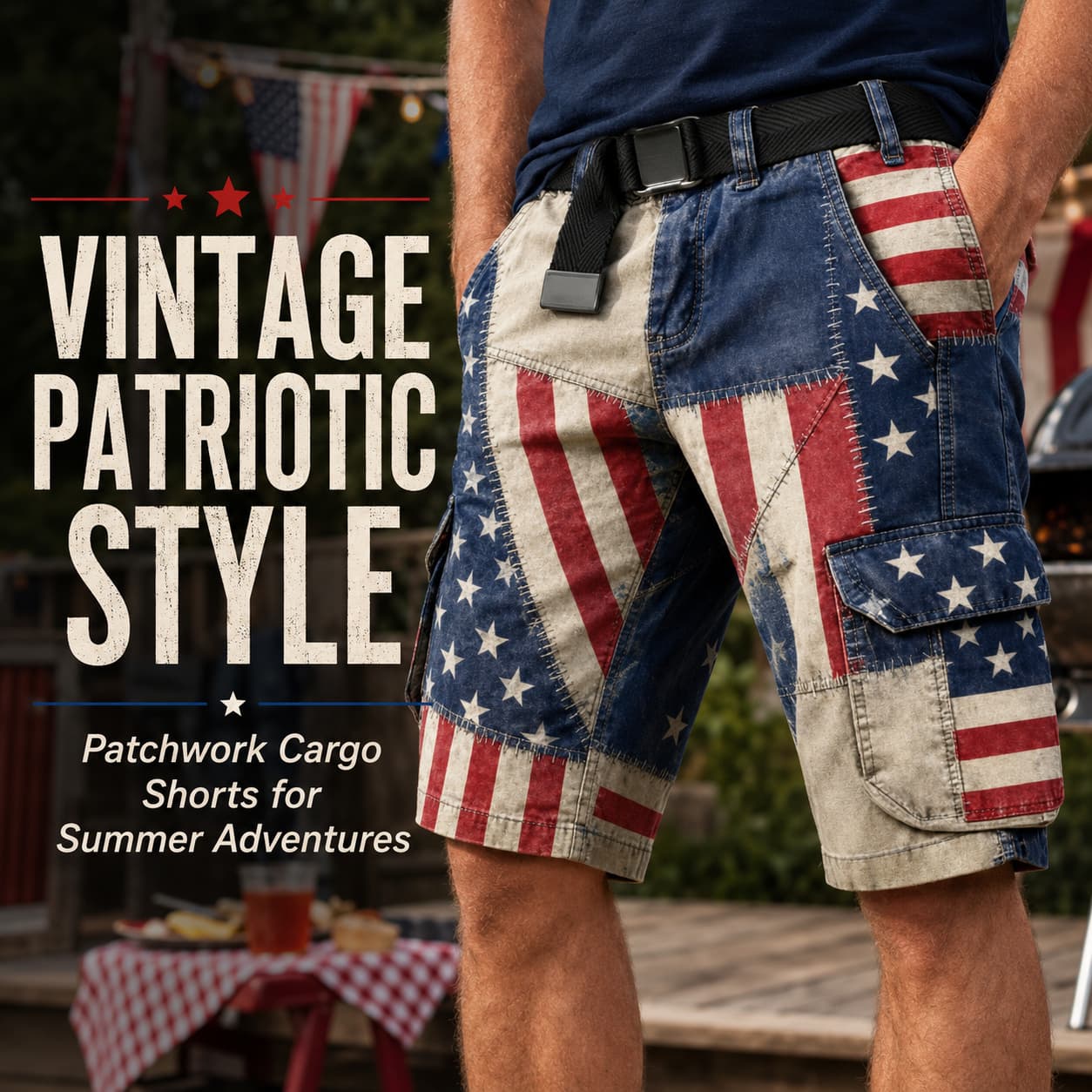 USA 250th Anniversary Vintage Cargo Shorts for Men