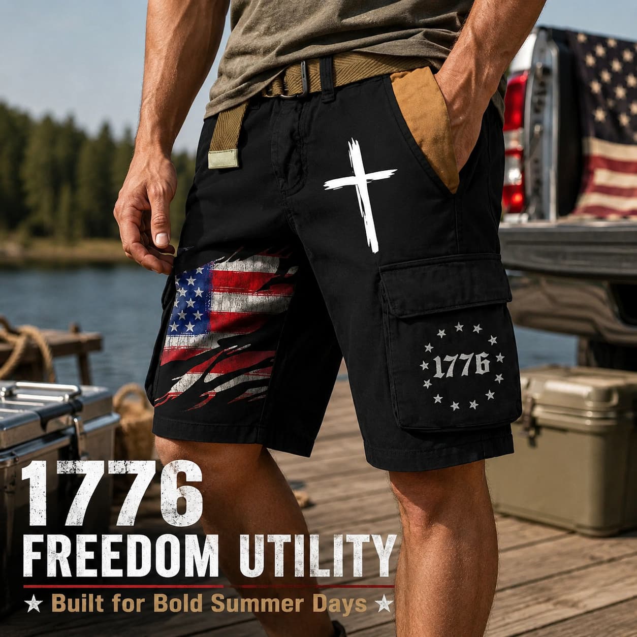 USA 250th Anniversary Vintage Cargo Shorts for Men