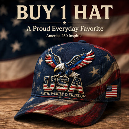 🏆Last Day Promo: 49% OFF 🎖️-USA Faith, Family & Freedom Cap - Embroidered Edition🧢