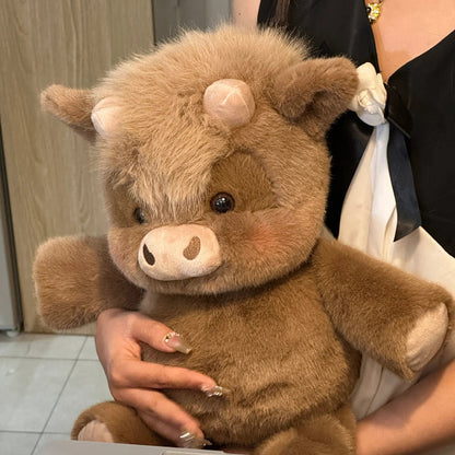 Cute Running Scottish Highland Cow Stuffed Animal