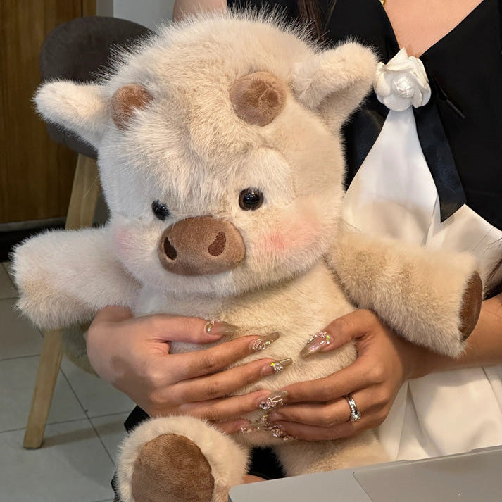 Cute Running Scottish Highland Cow Stuffed Animal
