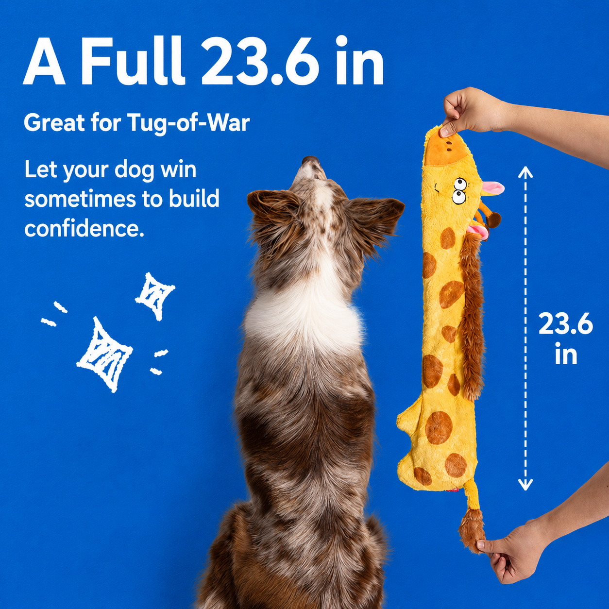 Stuffing-Free Squeaky Plush Dog Toy – 23.6" Long Tug Toy