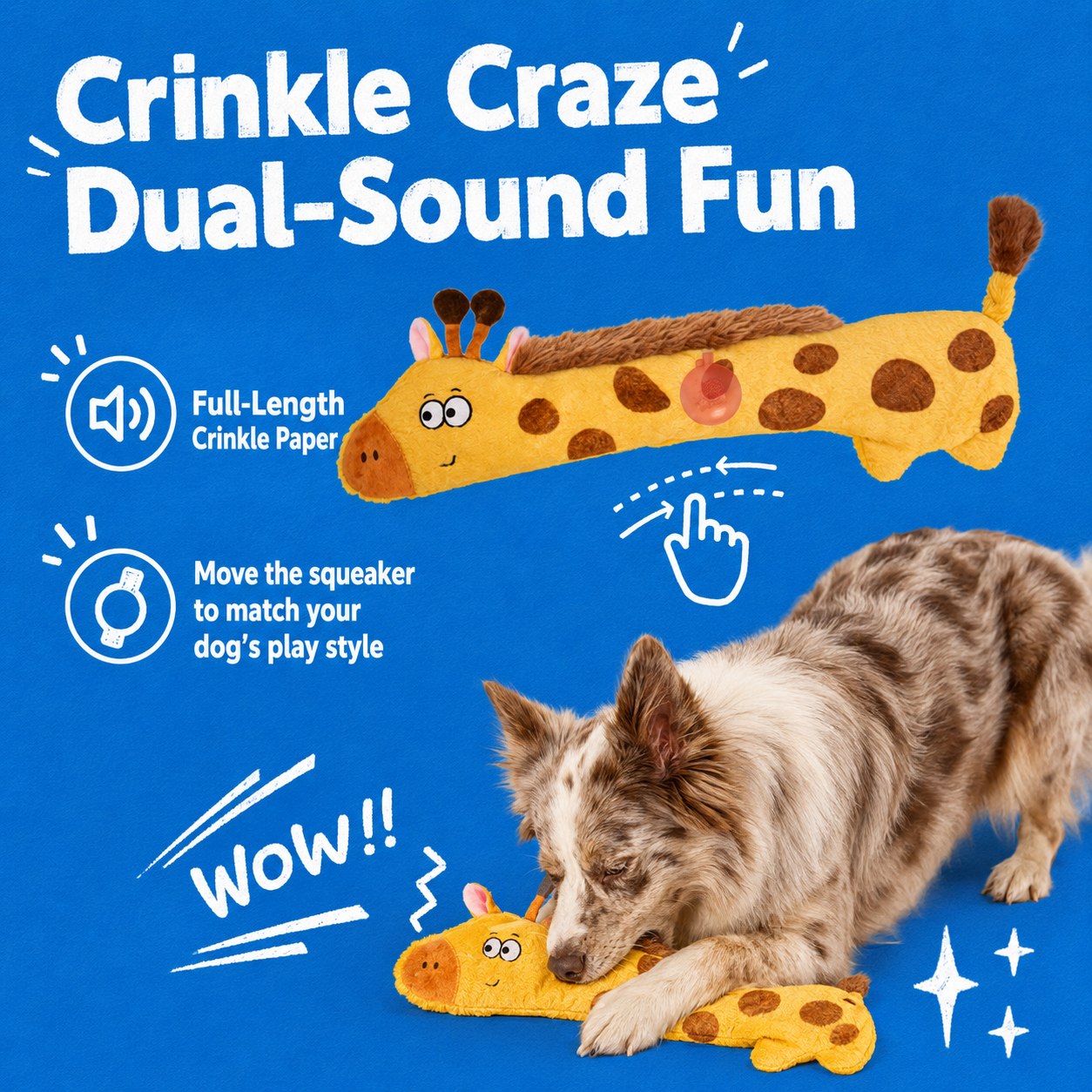 Stuffing-Free Squeaky Plush Dog Toy – 23.6" Long Tug Toy