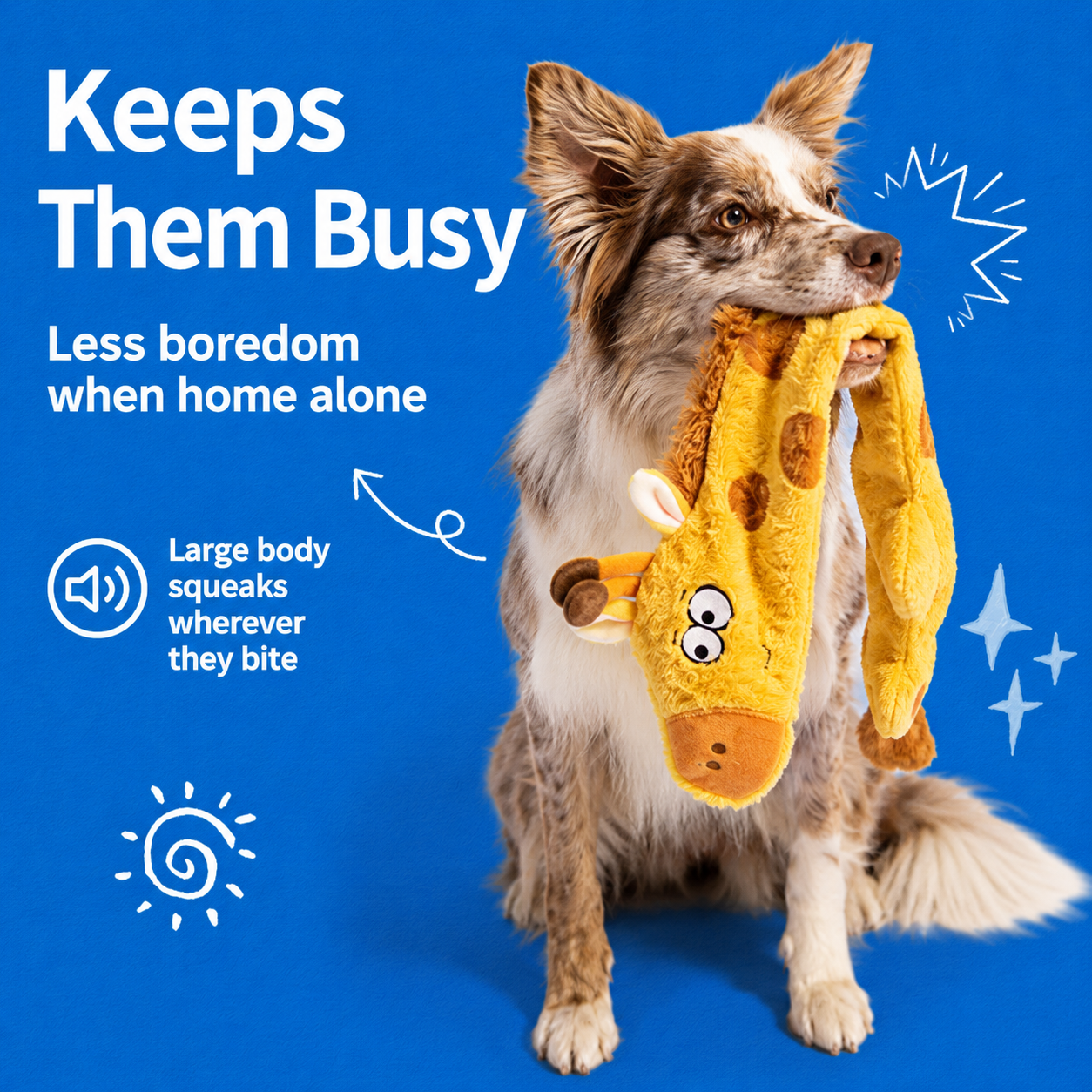 Stuffing-Free Squeaky Plush Dog Toy – 23.6" Long Tug Toy