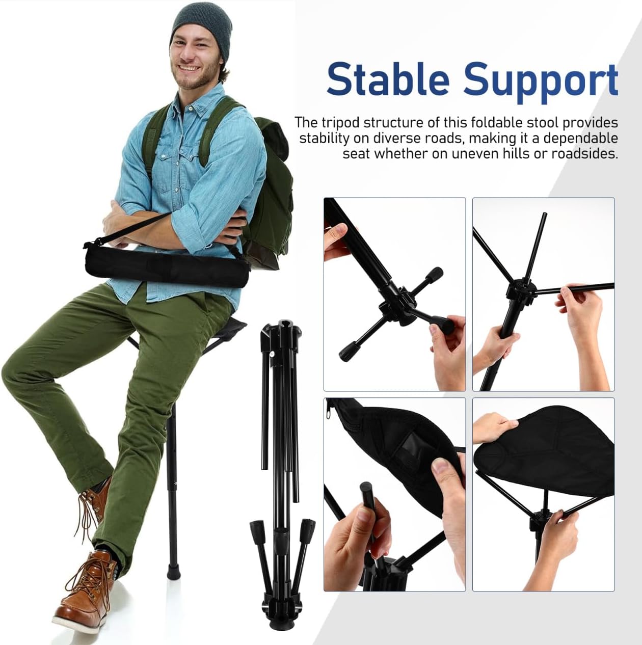 Portable Folding Tripod Stool – Lightweight Seat for Travel, Gardening & Outdoor Breaks