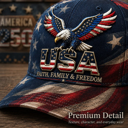 🏆Last Day Promo: 49% OFF 🎖️-USA Faith, Family & Freedom Cap - Embroidered Edition🧢