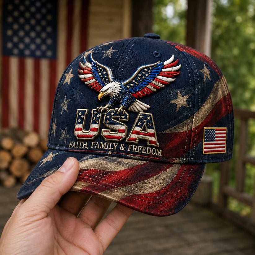 🏆Last Day Promo: 49% OFF 🎖️-USA Faith, Family & Freedom Cap - Embroidered Edition🧢