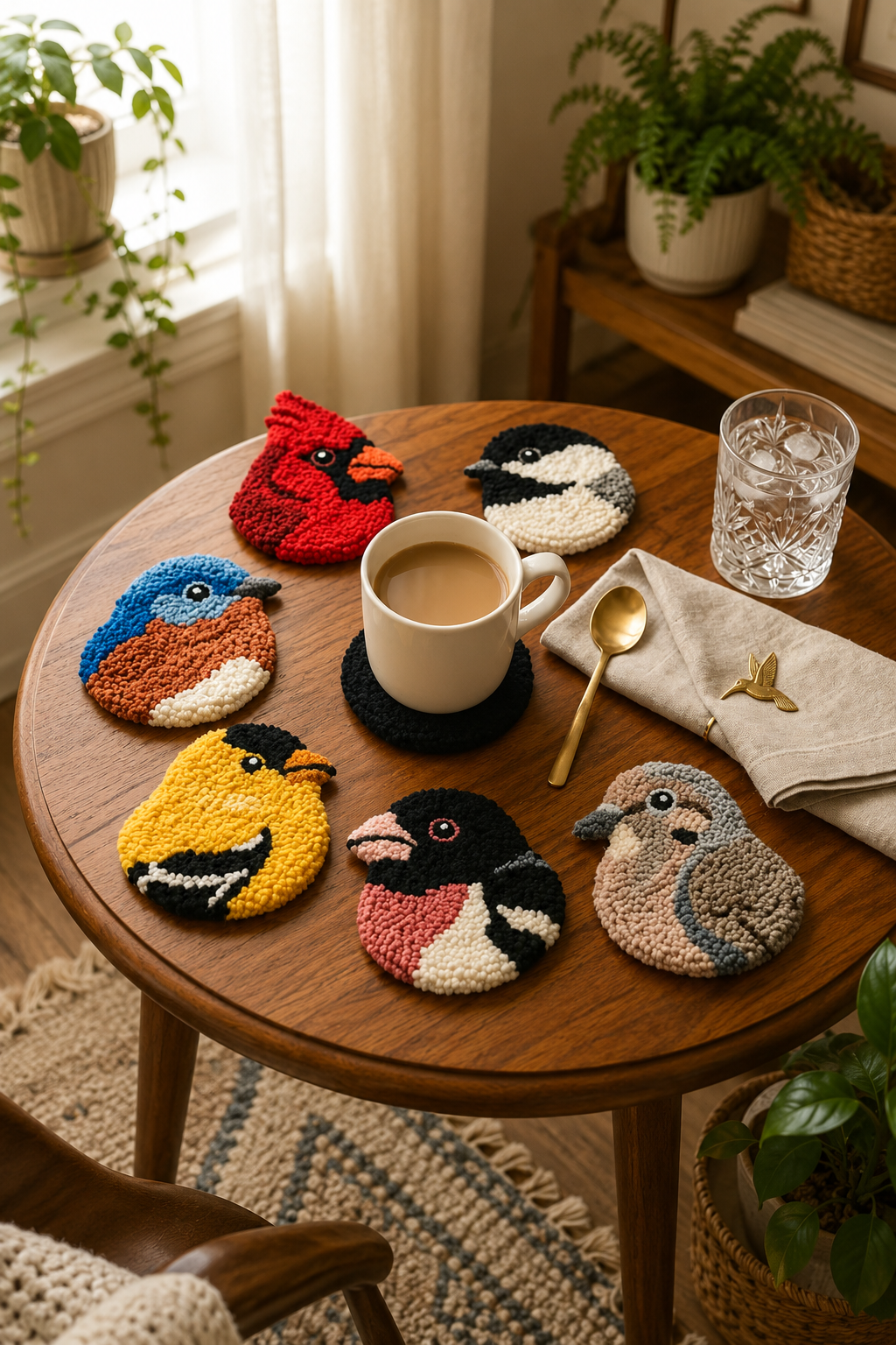 🐦🧶DIY Bird Coasters Punch Needle Kit☕