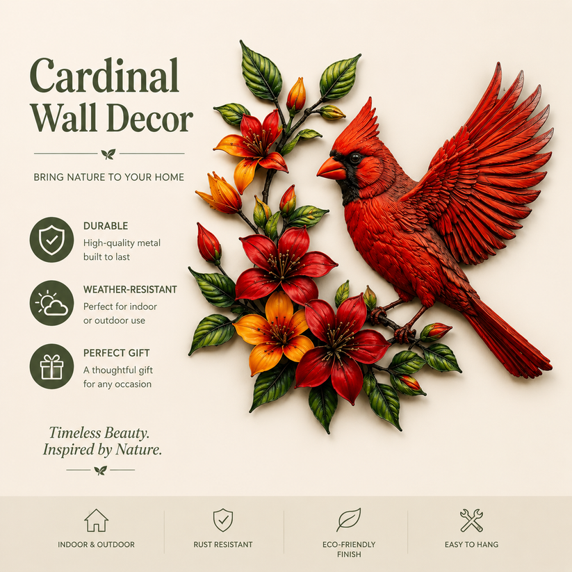 🔥Cardinal Bloom Metal Wall Art