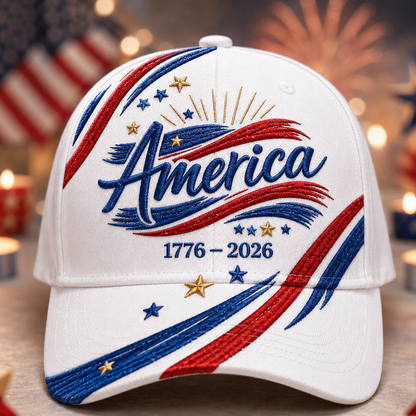1776–2026 250th Anniversary Embroidered Cap❤🤍💙
