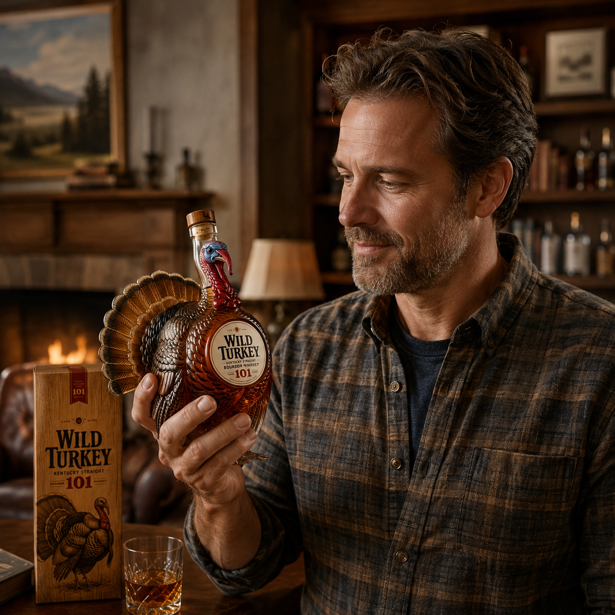 Wild Turkey 101 3D Sculpted Turkey Whiskey Bottle