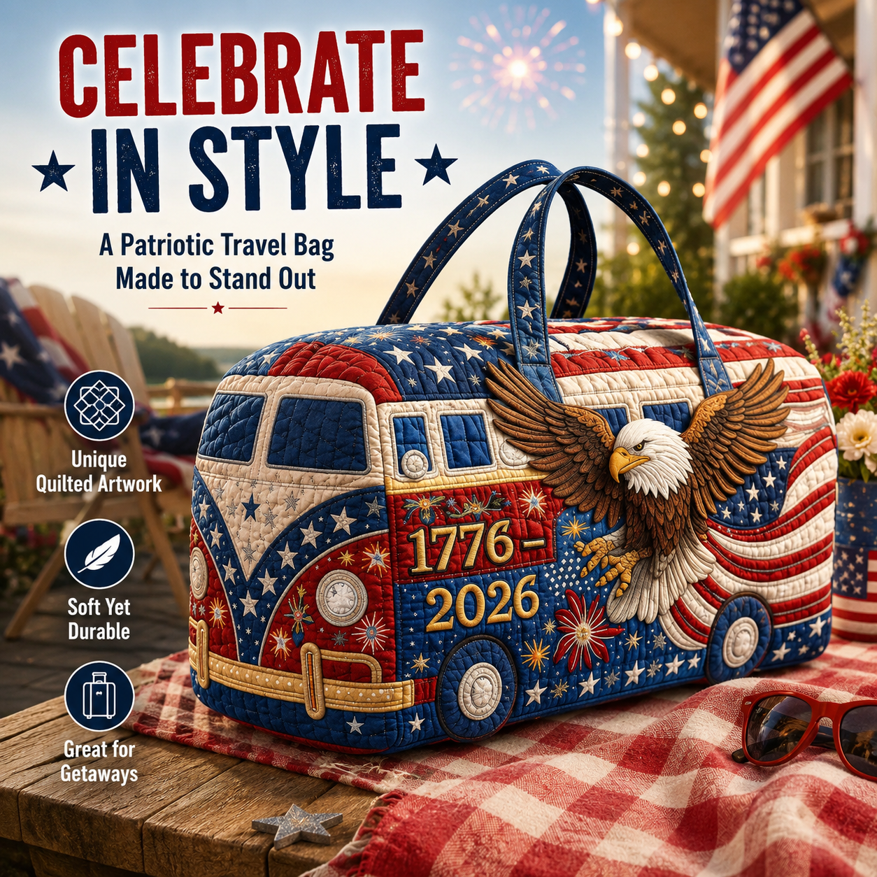 🔥LAST DAY 50% OFF - 🇺🇸✨🇺🇸 American 250th Anniversary Quilted Travel Duffle Bag