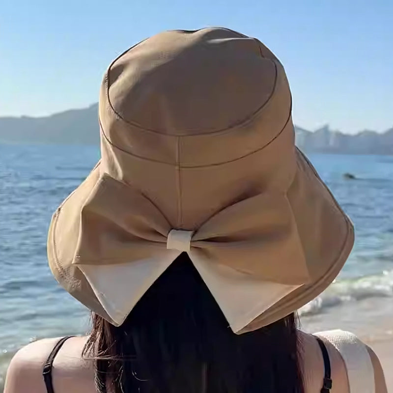 👒  Women's Bowknot Wide Brim Sun Hat – Foldable, 360° Protection 🎀