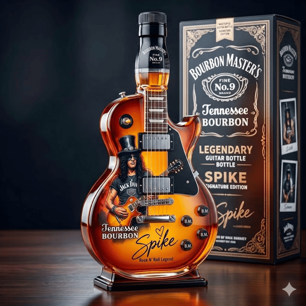 🔥Appetite for Rock: Vintage Sunburst Guitar Figurine Spirit Bottle