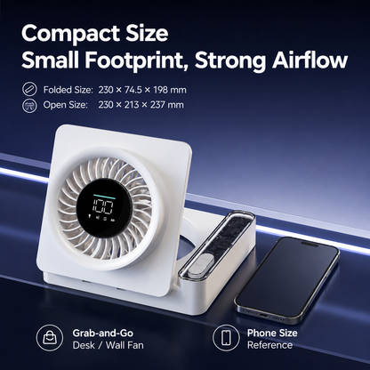 Rechargeable Multifunctional Cooling Fan – 4000mAh Wall-Mount Fan with LED Display & 100-Speed Control