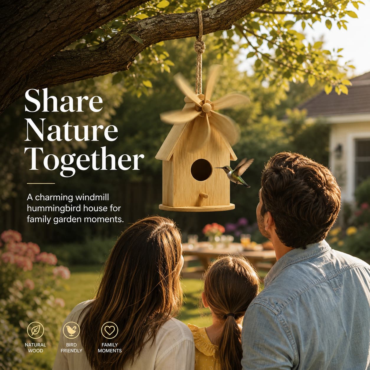 Wooden Windmill Hummingbird House
