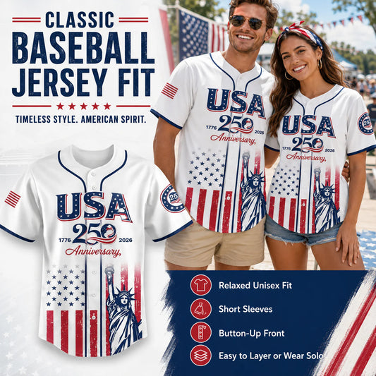 Patriotic Statue of Liberty 1776–2026 - USA 250th Anniversary Baseball Jersey Unisex Shirt