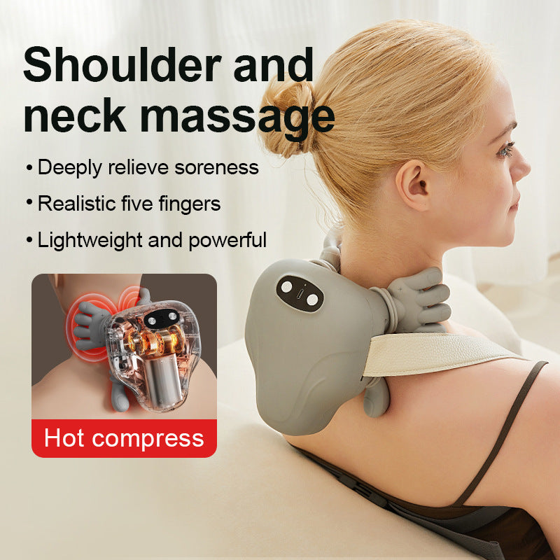 Wireless Heated Shoulder & Neck Massager with Realistic Hand Simulation