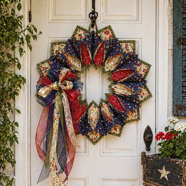 American 250th Anniversary Patriotic Flower Wreath