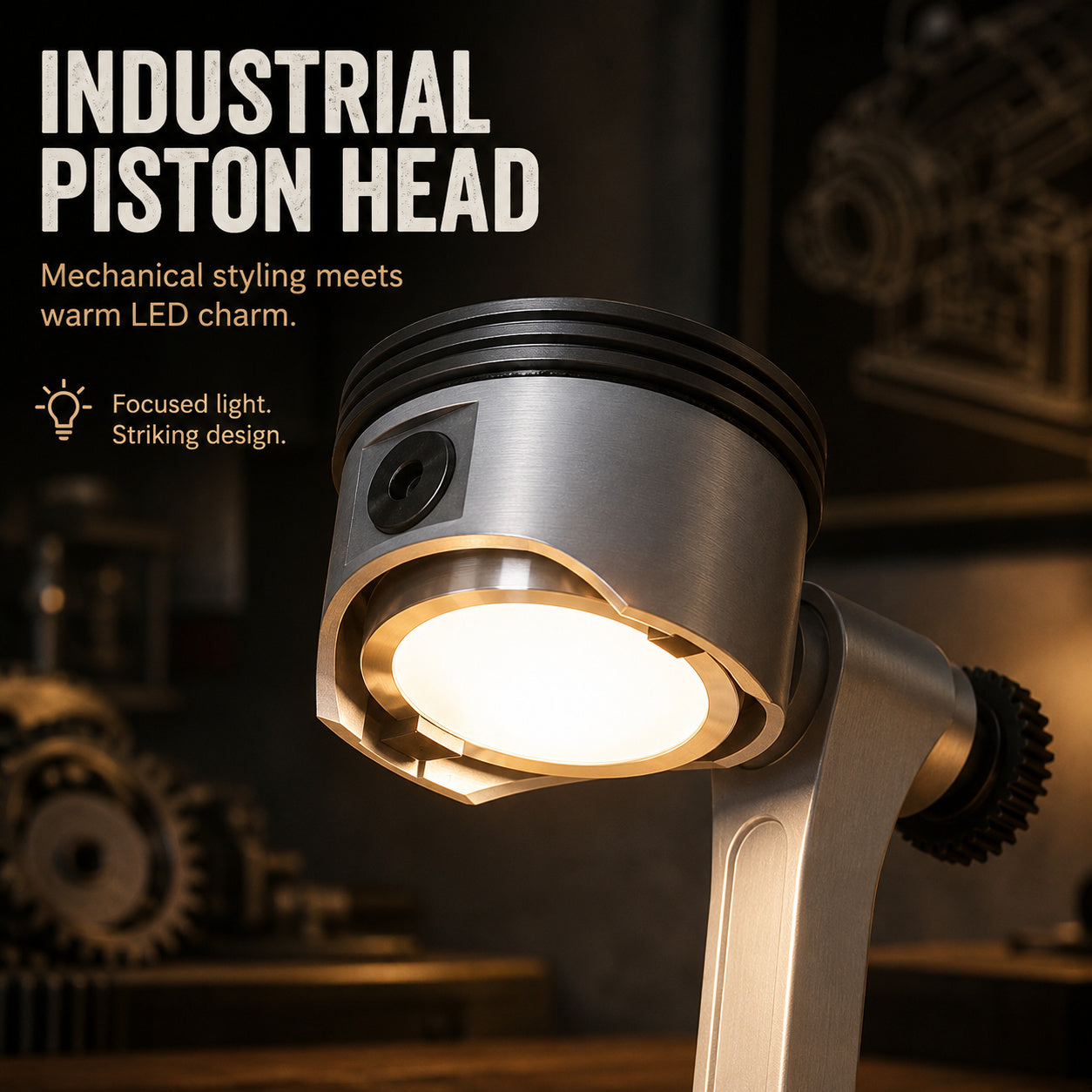 Engine Piston & Connecting Rod Industrial Desk Lamp