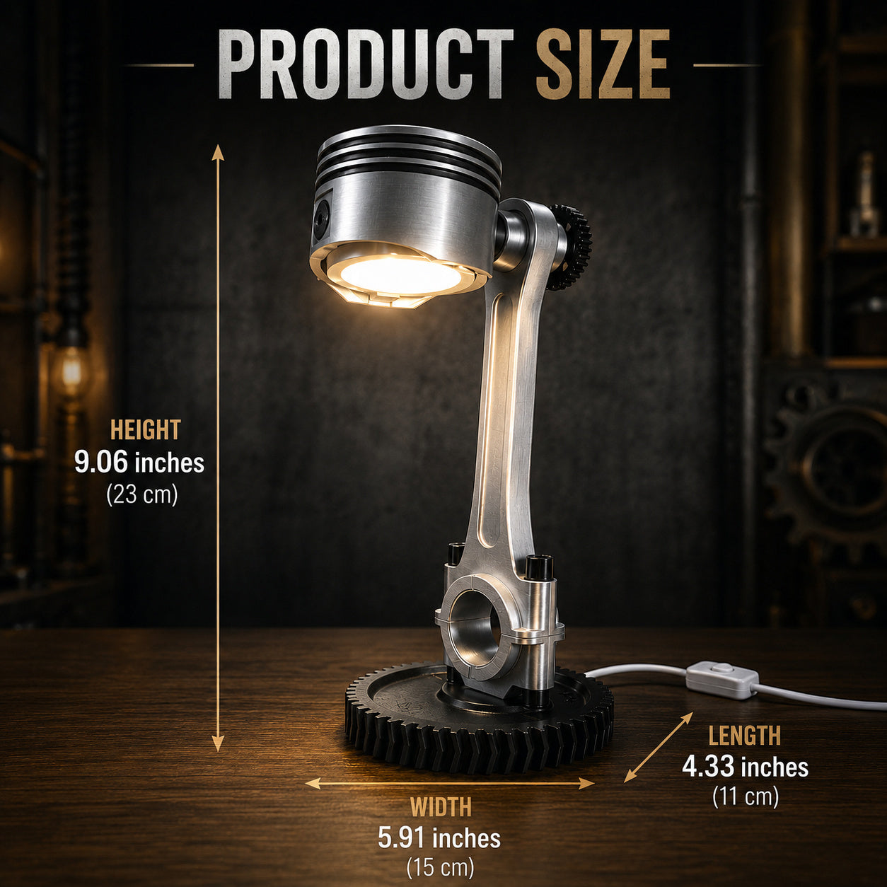 Engine Piston & Connecting Rod Industrial Desk Lamp
