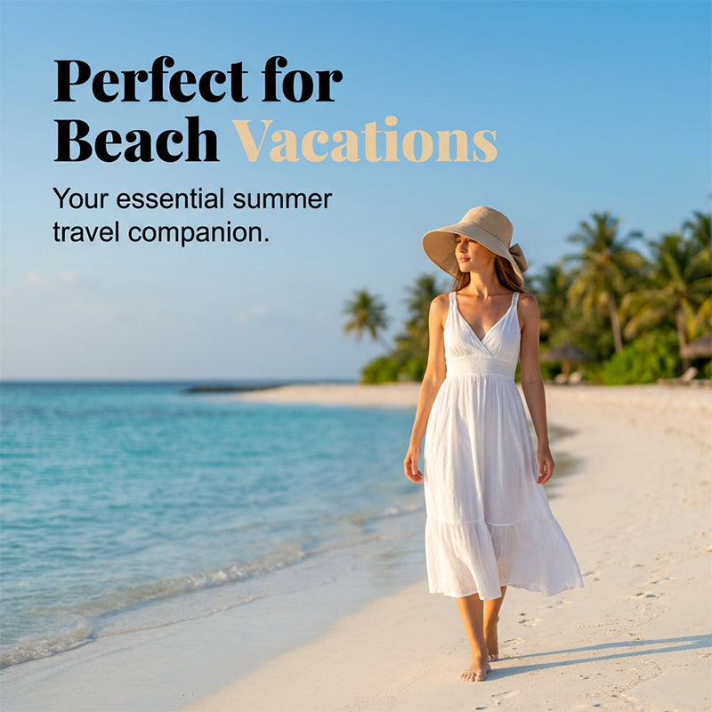 👒  Women's Bowknot Wide Brim Sun Hat – Foldable, 360° Protection 🎀