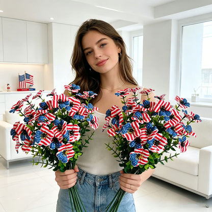 Red, White & Blue Artificial Violet Bouquet