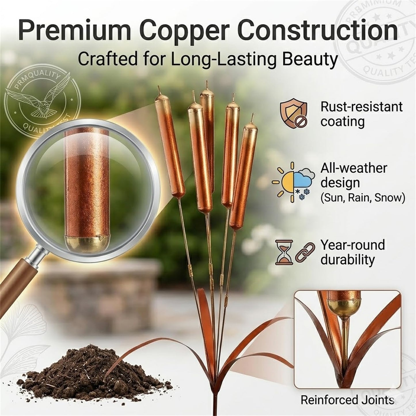 Copper Cattail Wind Chimes