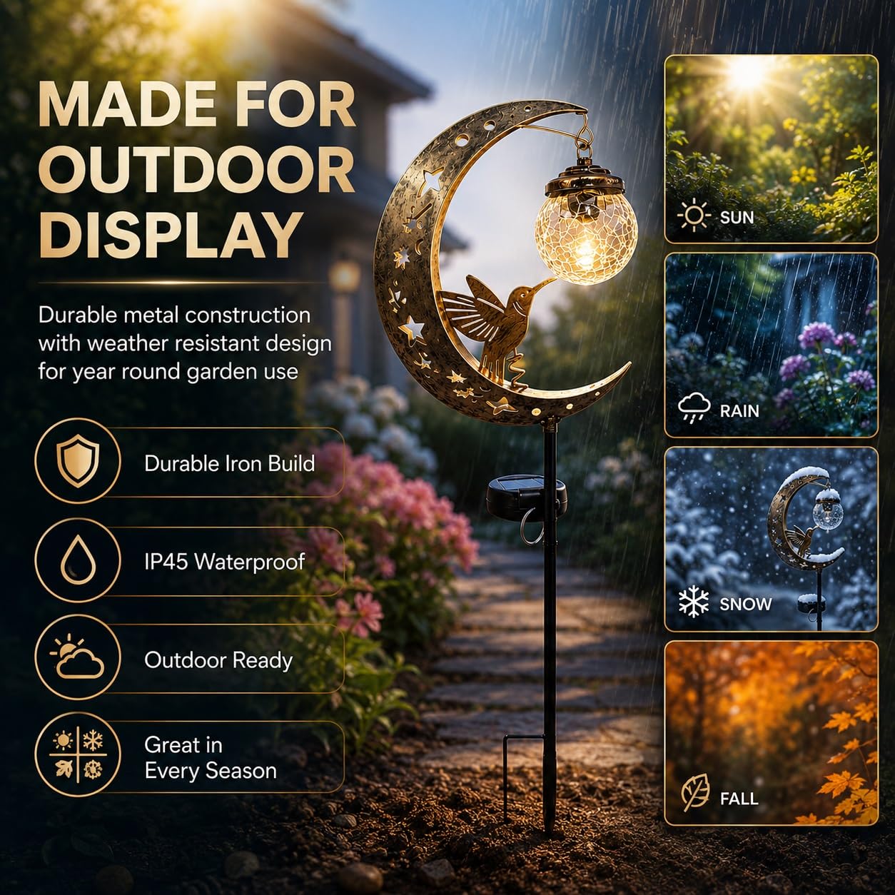 🌙✨Hummingbird Moon Solar Garden Stake Light