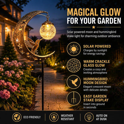 🌙✨Hummingbird Moon Solar Garden Stake Light