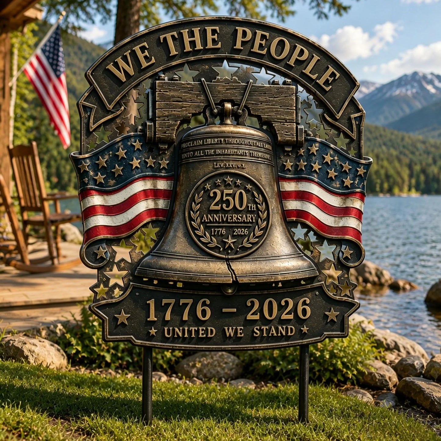 US America 250 Years Garden Stake