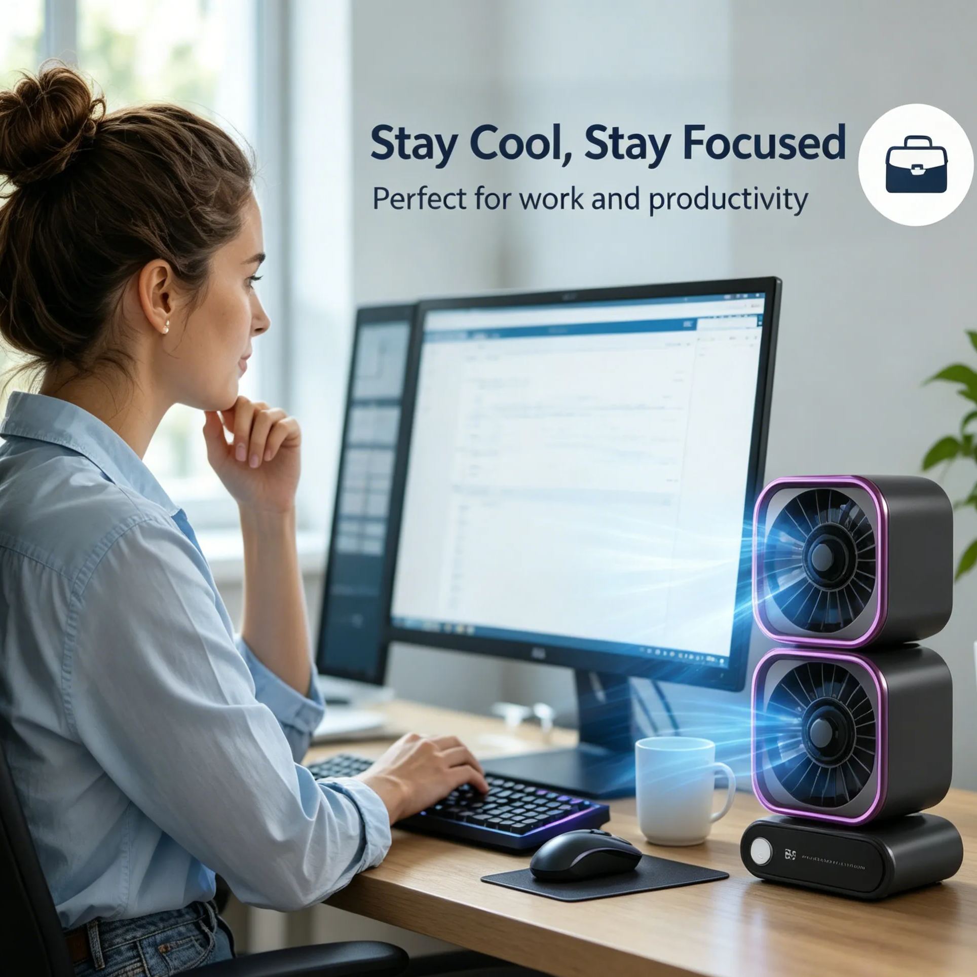 Zekear™ 360° Smart Desk Fan – Powerful Cooling in a Compact Design