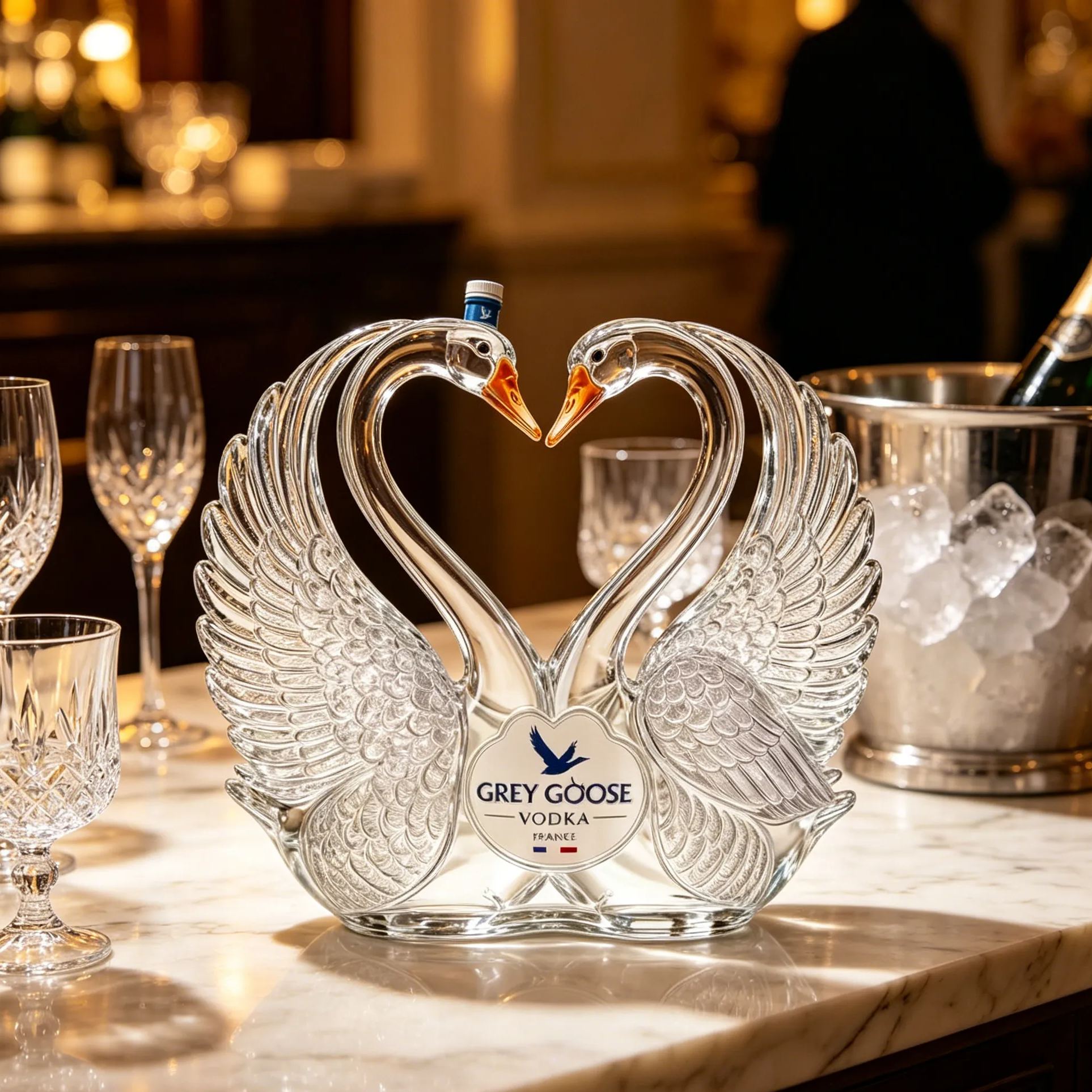 Elegant Swan Decanter Display – Romantic Heart-Shaped Centerpiece for Home Bar & Luxury Décor