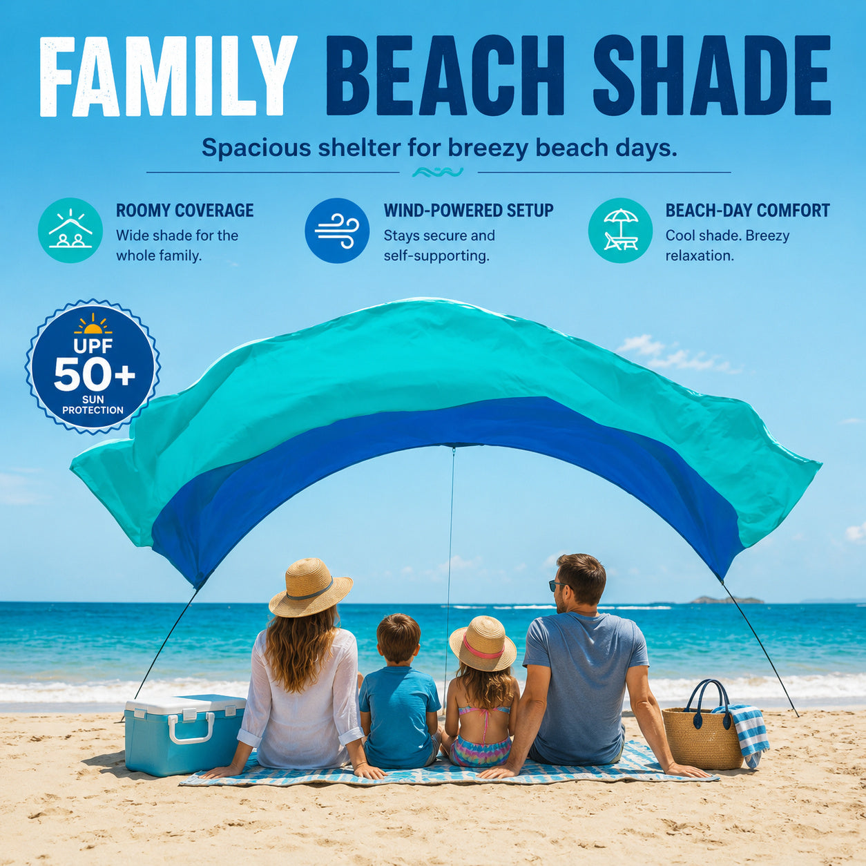 Wind‑Powered Beach Tent Shade Canopy