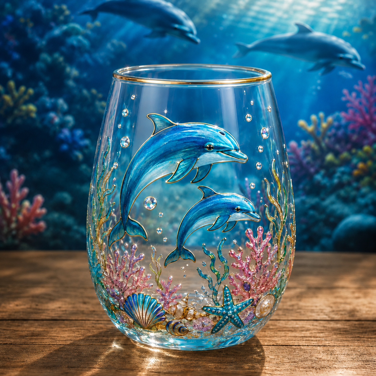 Ocean-Inspired Embossed Glass Cup 🌊