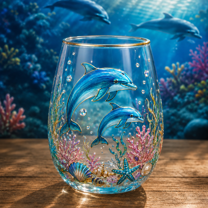 Ocean-Inspired Embossed Glass Cup 🌊